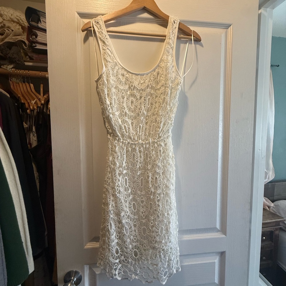 LC Lauren Conrad Ivory Lace Sleeveless Mini Dress